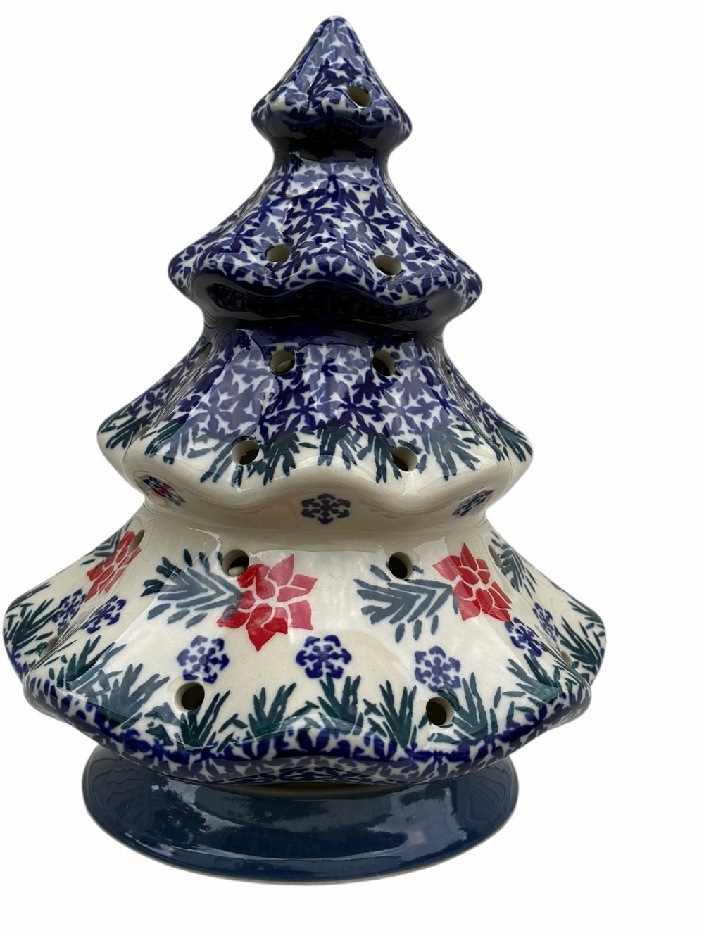 Boleslawiec Polish Pottery Christmas Tree Tea Light Holder 8” NEW